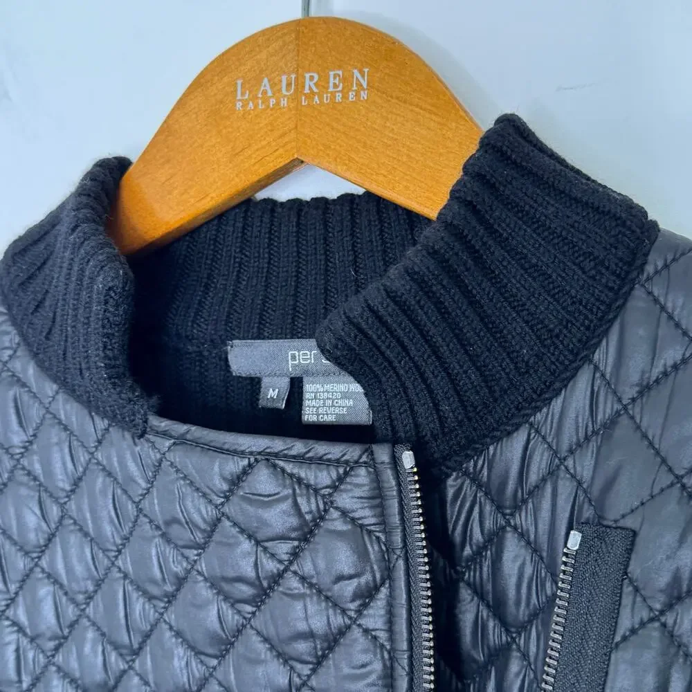 Per se quilted/wool‎ zip up jacket